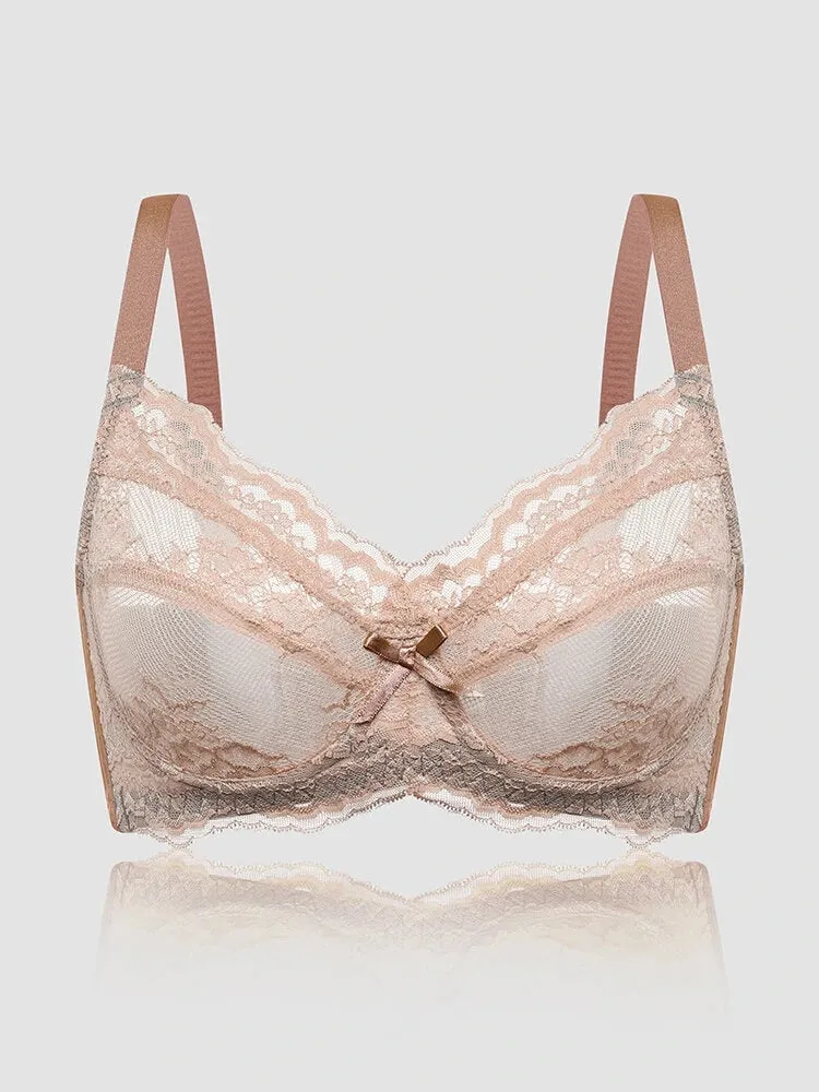 Sexy Lace Bowknot Soft Underwire Breathable Mesh Bras