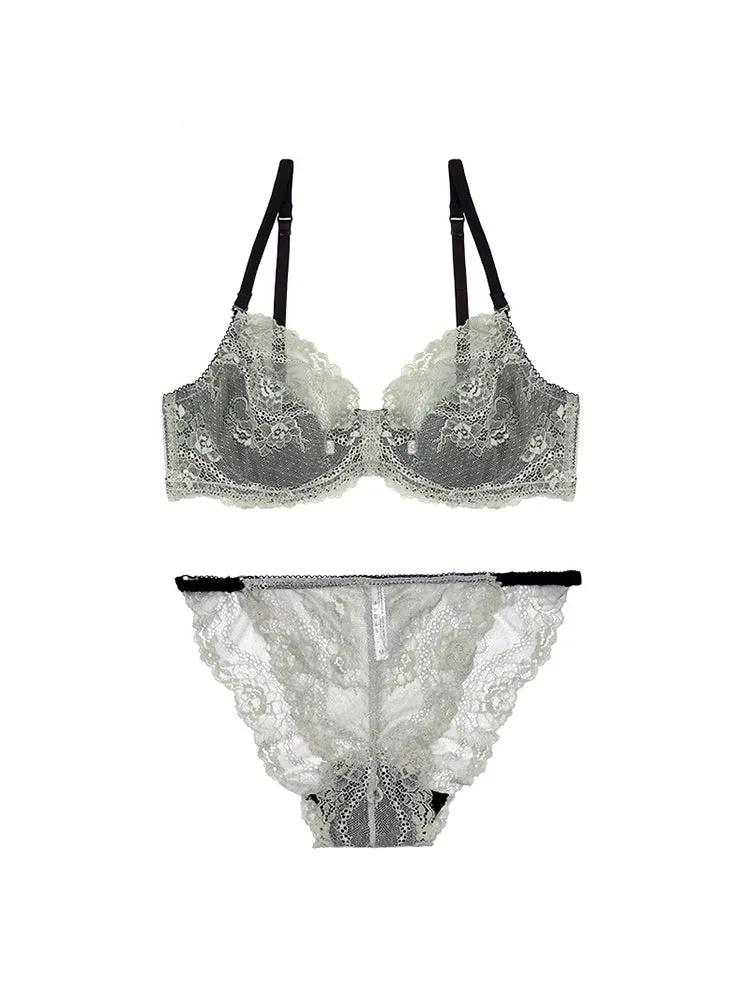 Sexy V-neck Lace Underwear Bra and Panty Set