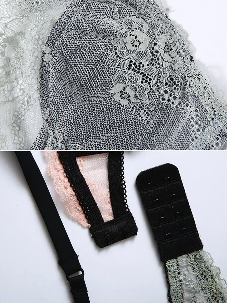Sexy V-neck Lace Underwear Bra and Panty Set