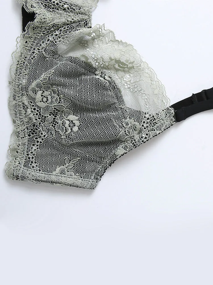 Sexy V-neck Lace Underwear Bra and Panty Set