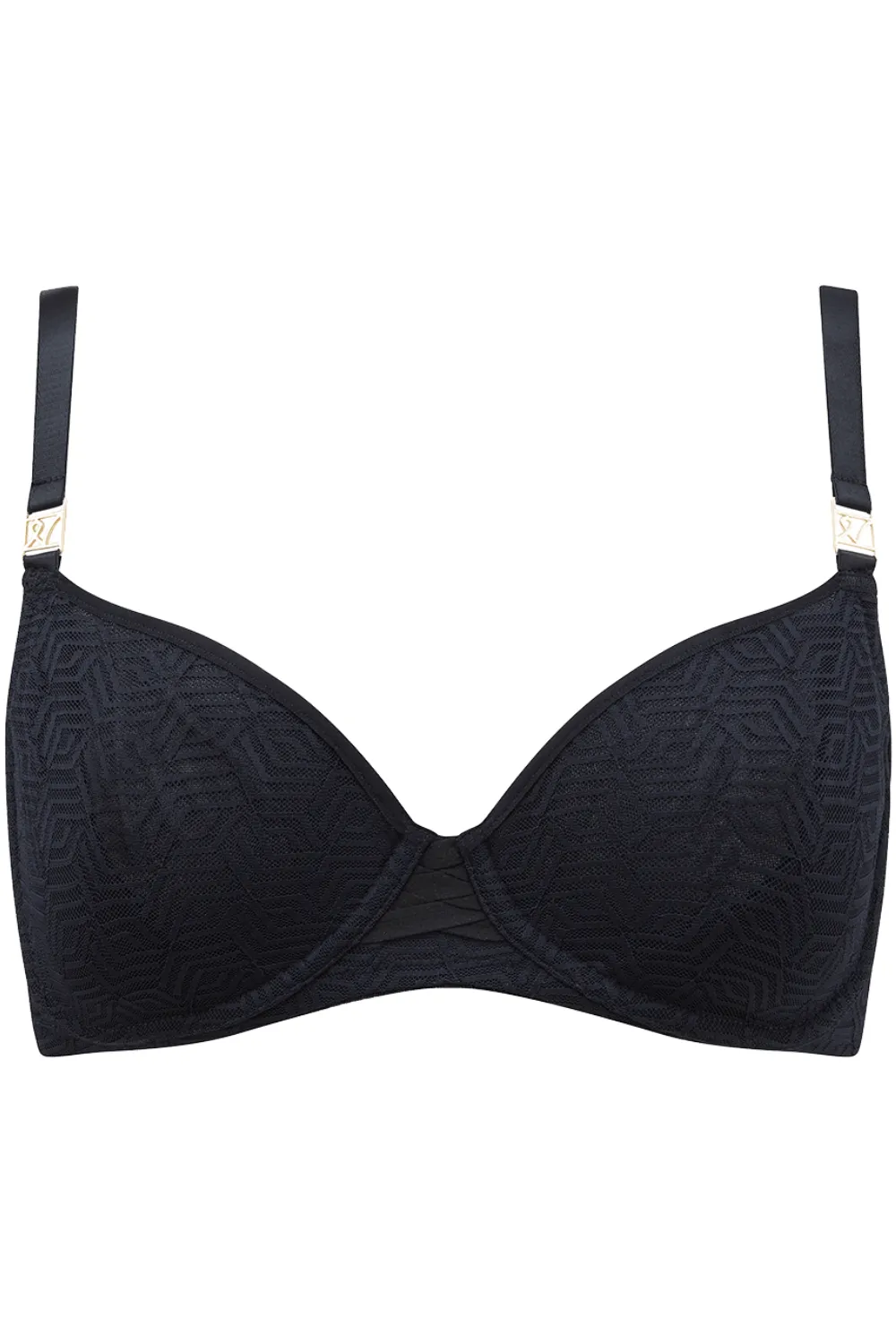 Sheer Deco Balcony Bra in Black