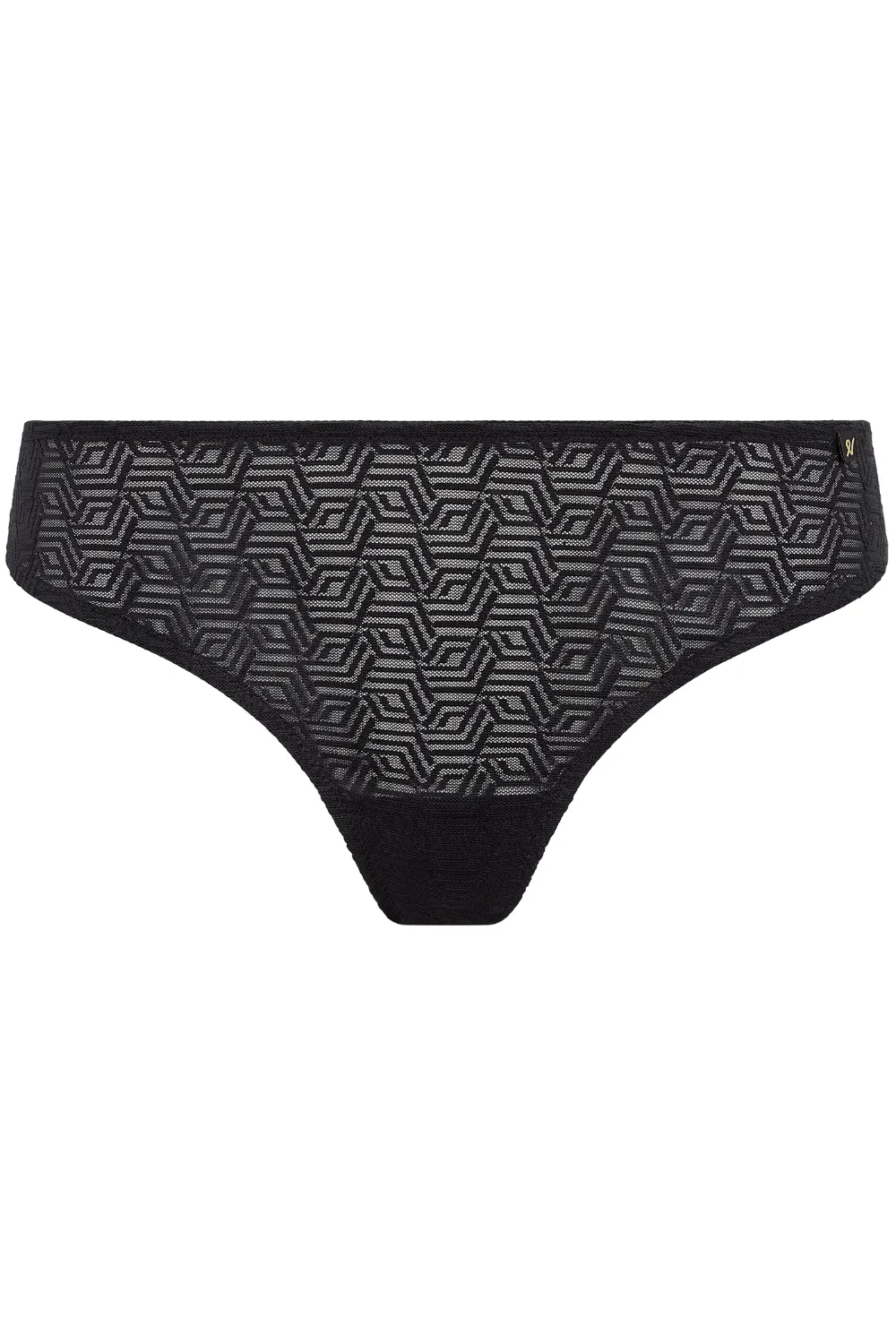 Sheer Deco Thong in Black