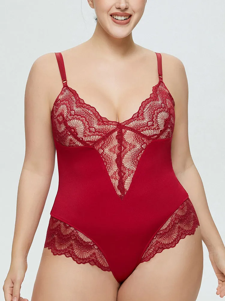 Sling Lace Tight Waist Thong Bodysuit