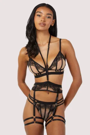 Tasha Black Illusion Mesh Harness Suspender