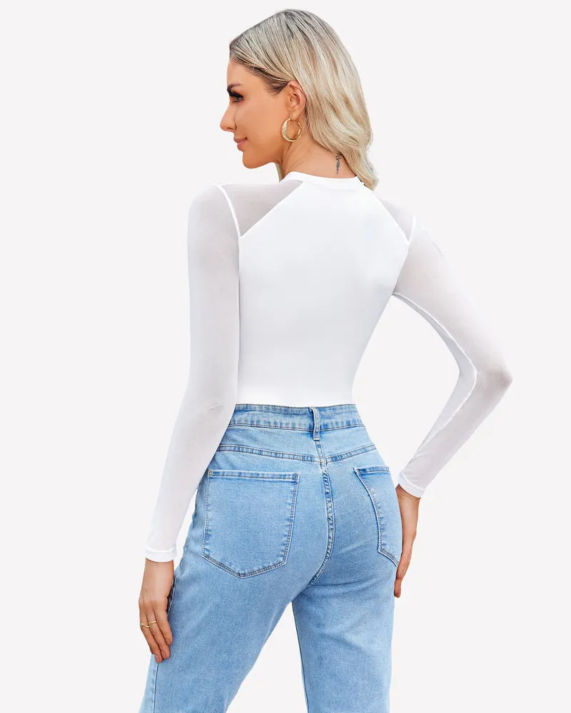 Turtleneck Mesh One Piece Leotards