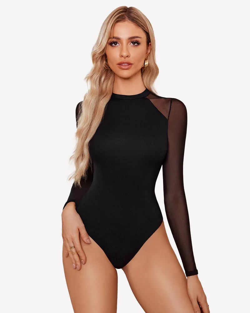Turtleneck Mesh One Piece Leotards