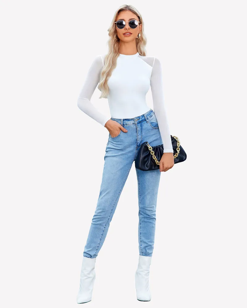 Turtleneck Mesh One Piece Leotards