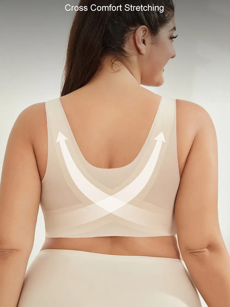 Ultra-Light Front Closure Wireless Seamless Bra with Removable Padding