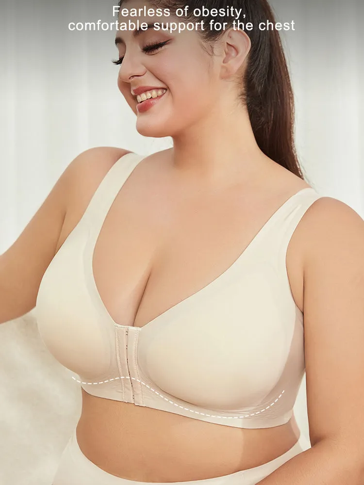 Ultra-Light Front Closure Wireless Seamless Bra with Removable Padding