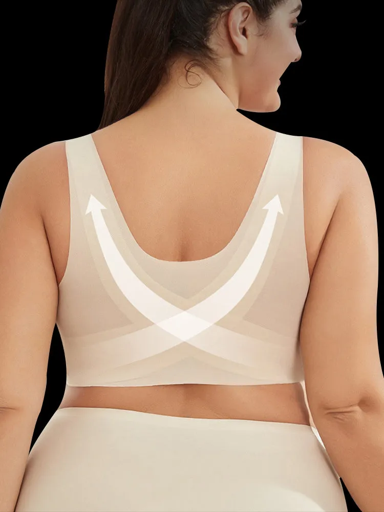 Ultra-Light Front Closure Wireless Seamless Bra with Removable Padding