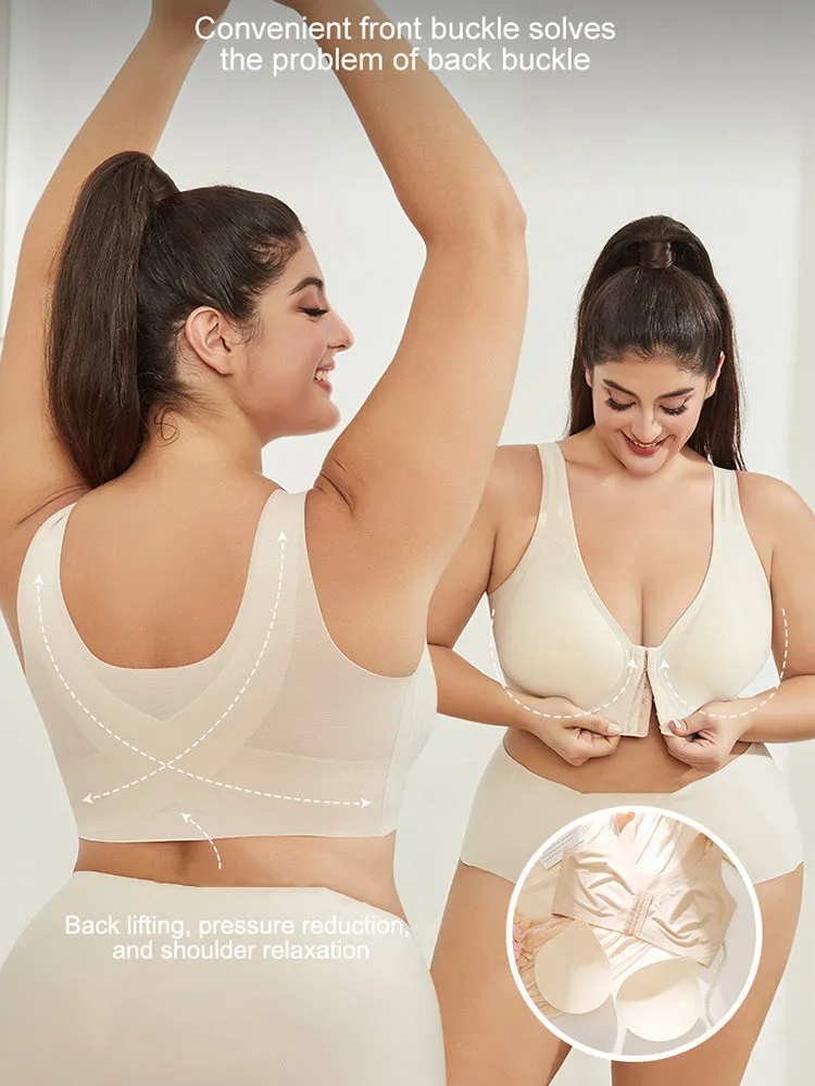 Ultra-Light Front Closure Wireless Seamless Bra with Removable Padding