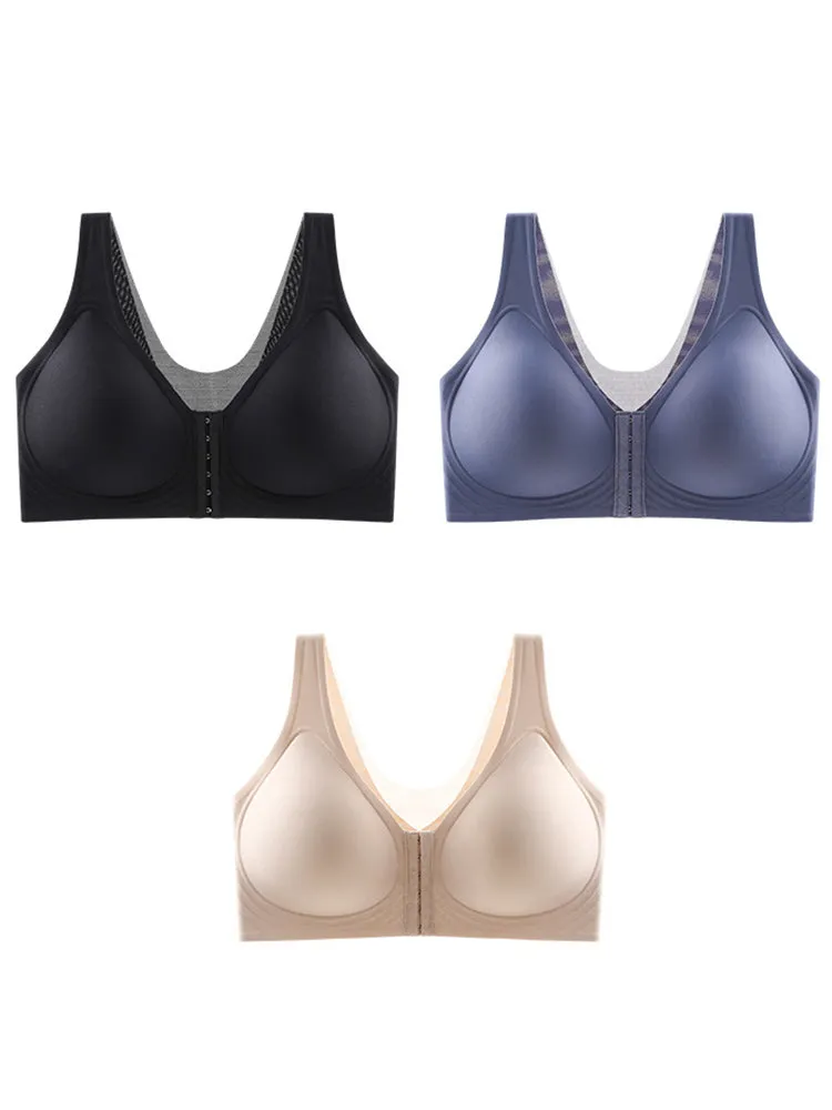 Ultra-Light Front Closure Wireless Seamless Bra with Removable Padding