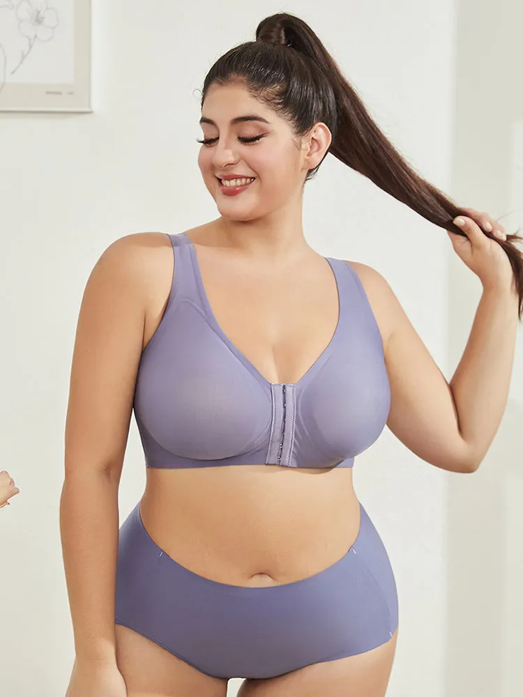 Ultra-Light Front Closure Wireless Seamless Bra with Removable Padding