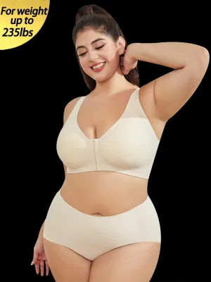 Ultra-Light Front Closure Wireless Seamless Bra with Removable Padding