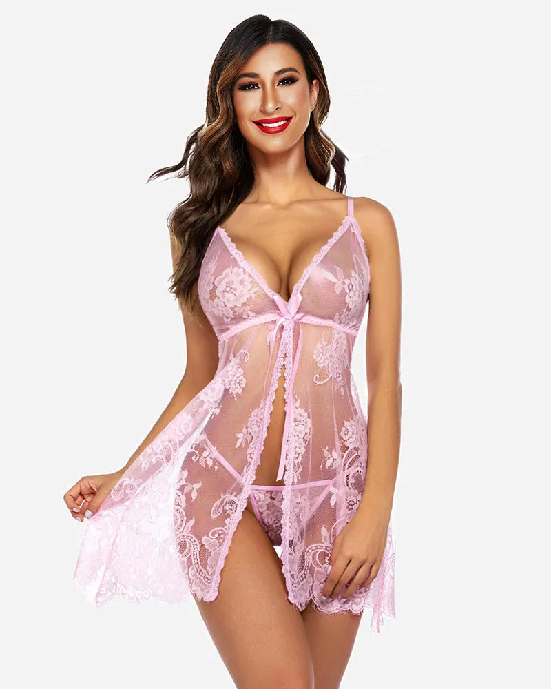 V Neck Exotic Open Front Negligee