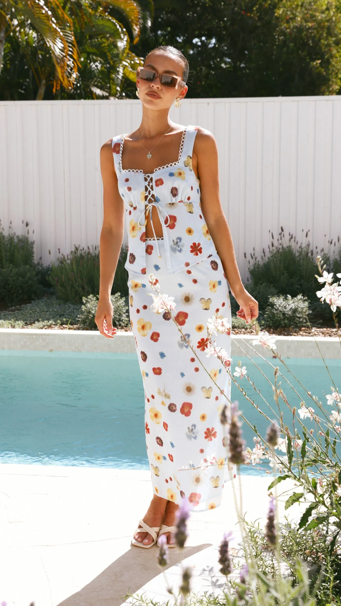 Vaiana Maxi Skirt - Blue / Floral