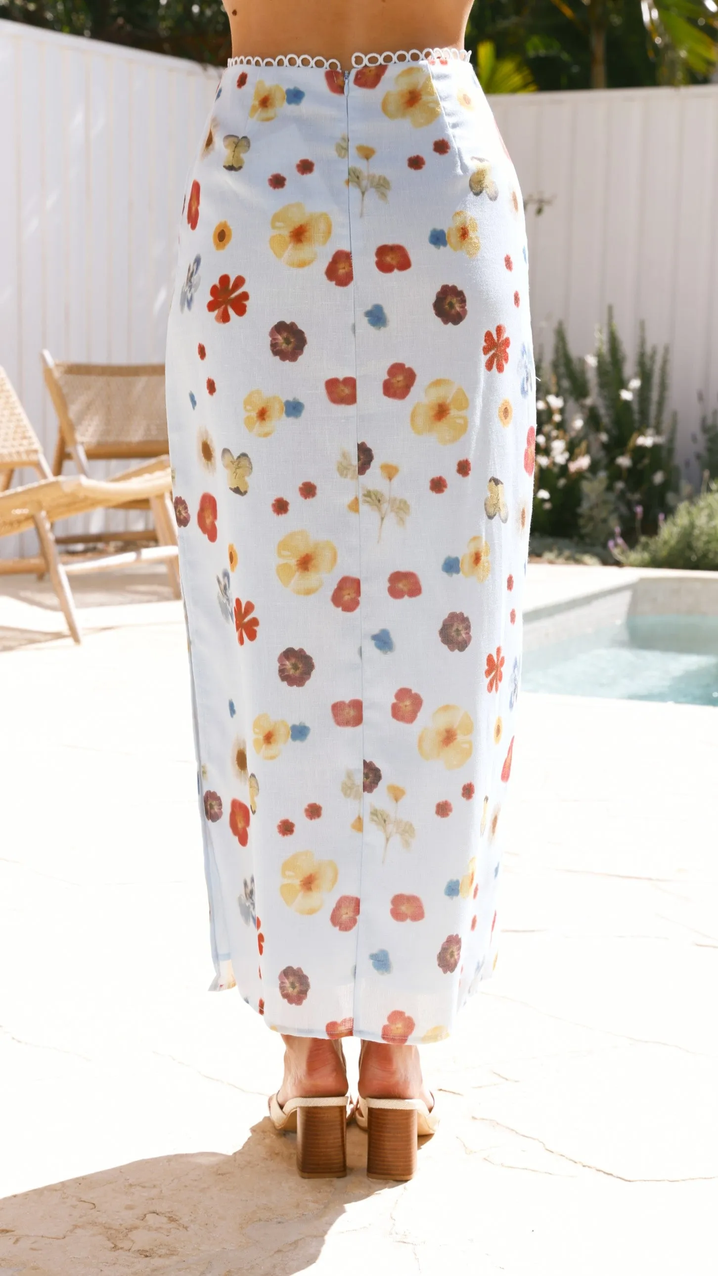 Vaiana Maxi Skirt - Blue / Floral