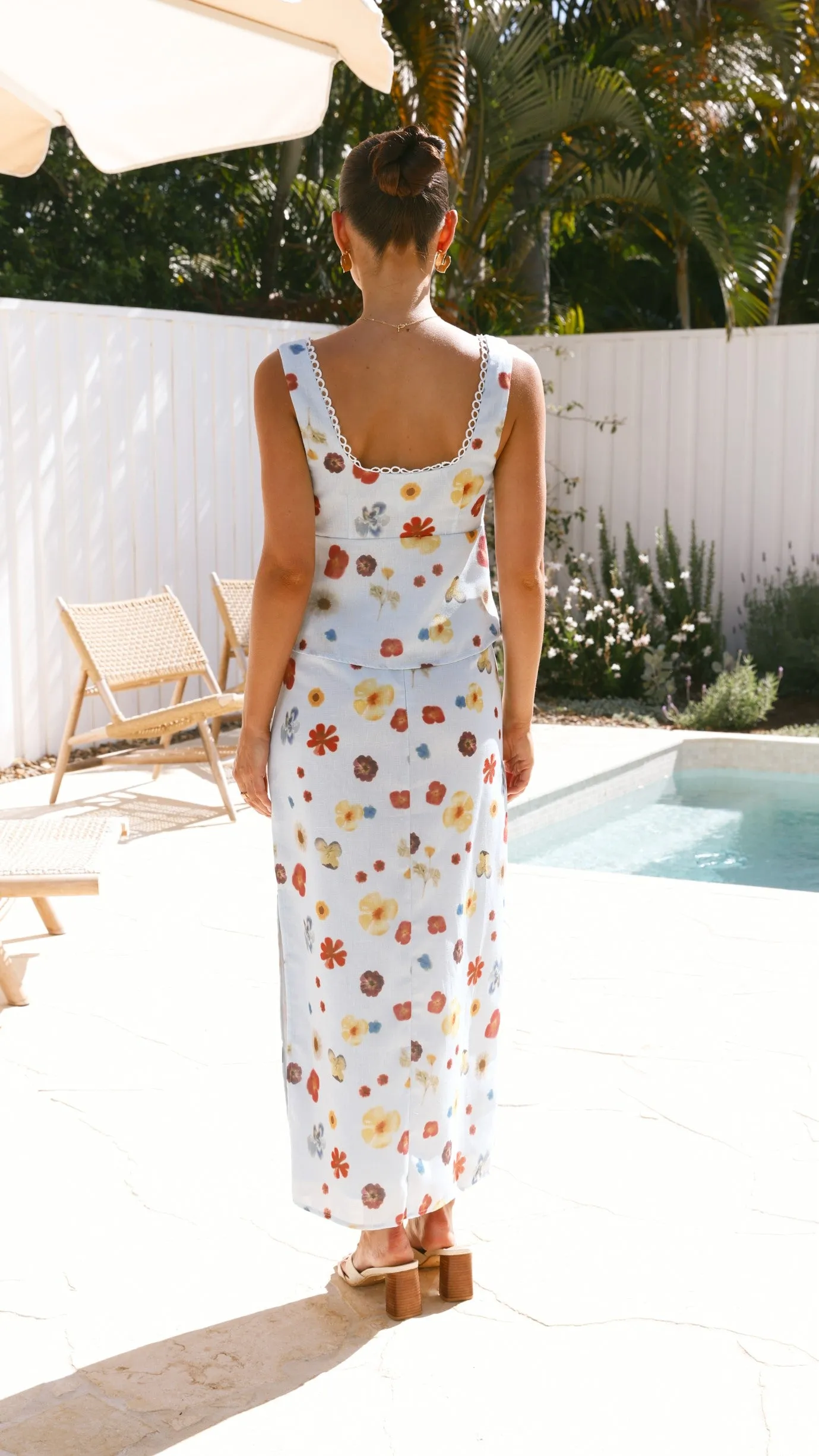 Vaiana Maxi Skirt - Blue / Floral