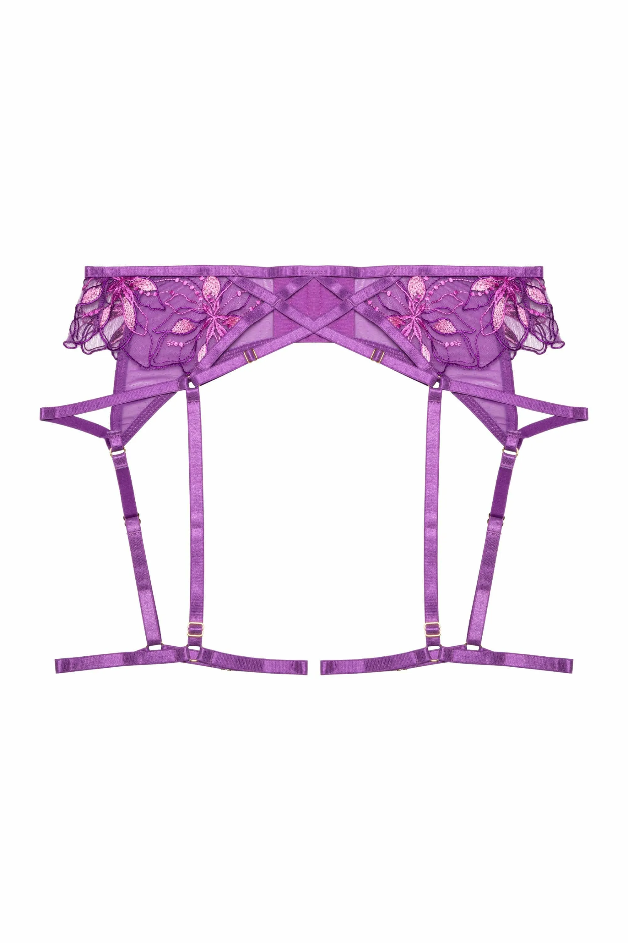 Walpole Purple Embroidered Strappy Suspender Belt