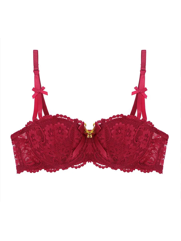Women Lace Babydoll Christmas Lingerie Four Piece Set