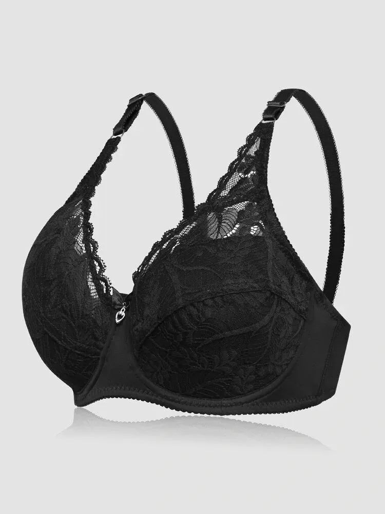 Women Ultra Thin Floral Lace Underwire Bras