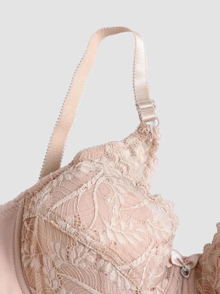 Women Ultra Thin Floral Lace Underwire Bras