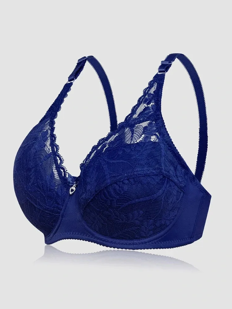 Women Ultra Thin Floral Lace Underwire Bras