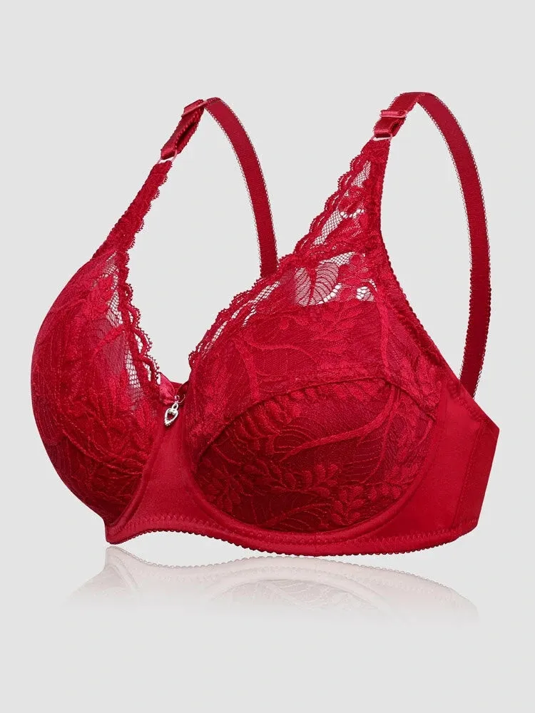 Women Ultra Thin Floral Lace Underwire Bras