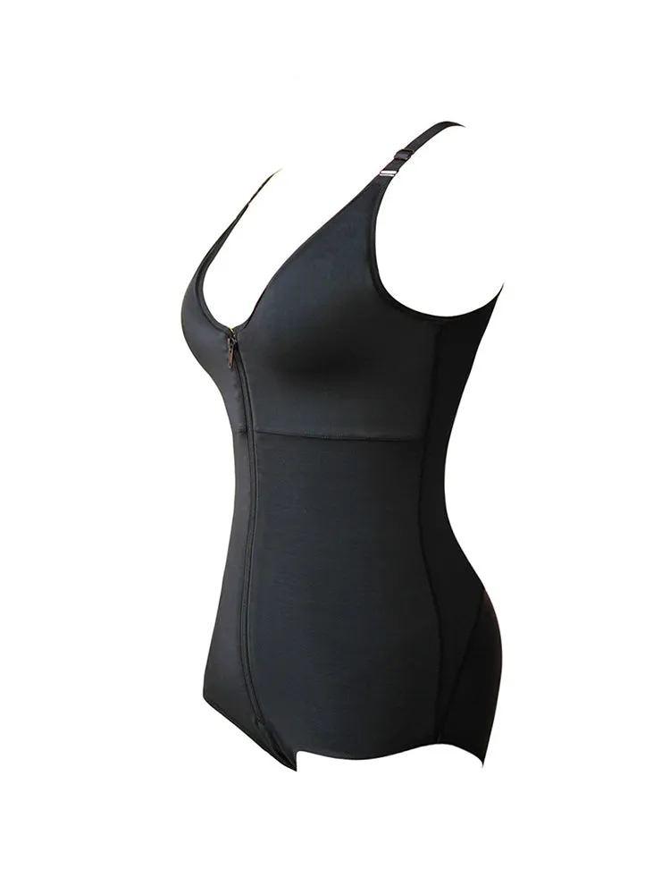 Women's Plus Size Front Zipper Tummy Control Body Shapewear