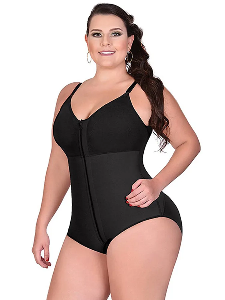 Women's Plus Size Front Zipper Tummy Control Body Shapewear